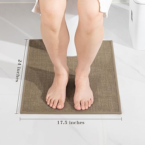 Miniatura 2 de chakme Alfombras de baño en forma de U de 24 x 17 pulgadas, ultra delgadas, antideslizantes, pequeñas de secado rápido, absorbente, tapete de baño