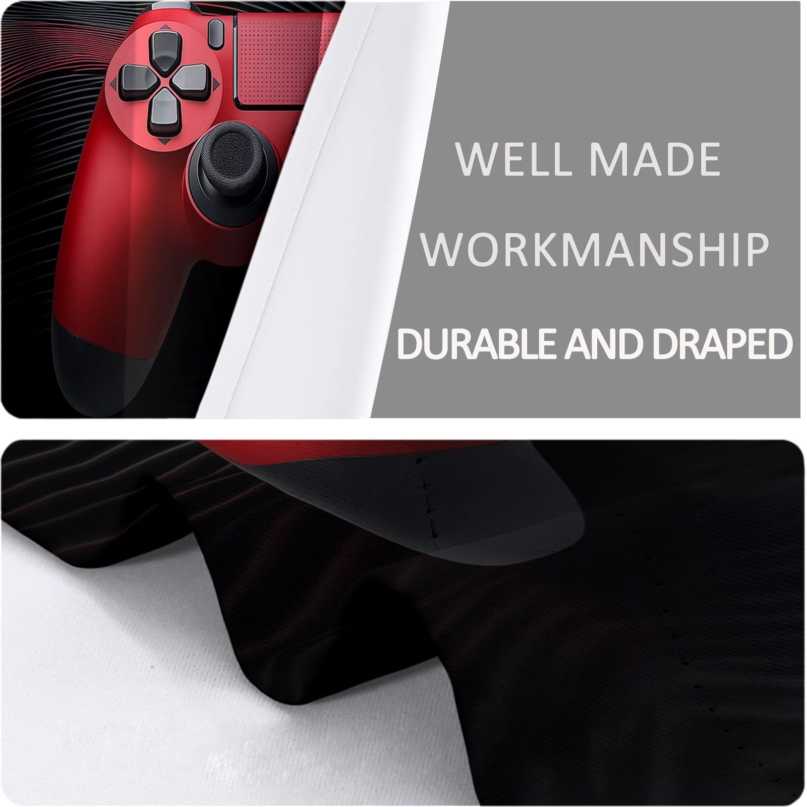 CozyRest Tende Oscuranti Termiche Isolanti Controller di gioco rosso linee ondulate per Camera da Letto, Set di 2 Pannelli 150 x 166 cm per Stanza dei Bambini Finestre Soggiorno