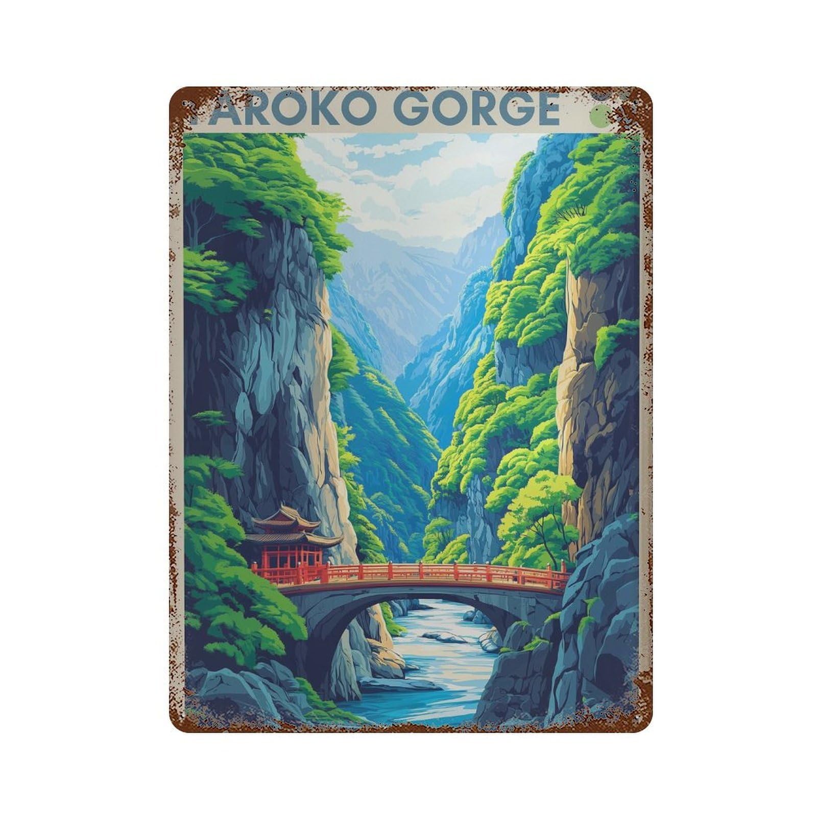 xiaoxiaoshen Taroko Gorge Travel Taiwan National Park Wall Decor Art Metal Tin Poster Modern Home Decor Art Home Bar Shop Decorations Vintage Sign 40x30cm