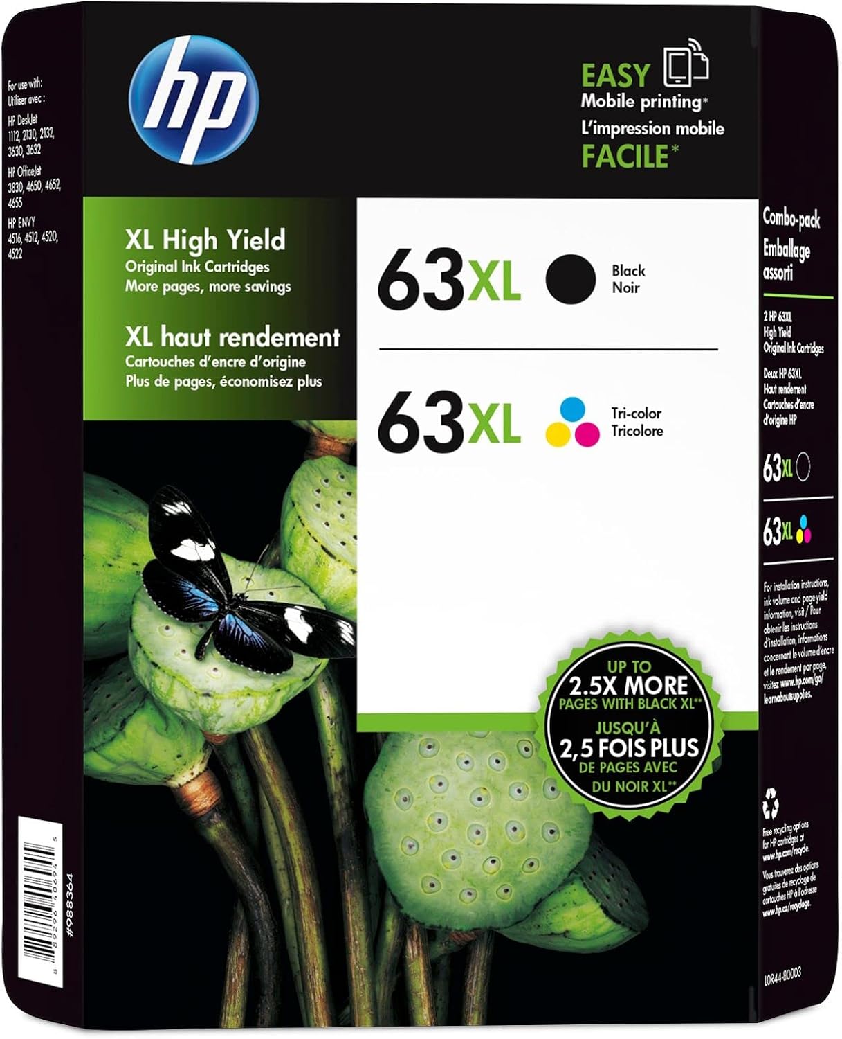 HP L0R44BN 63XL CLR/BLK INK CRTG CLUB COMBO 2-PK