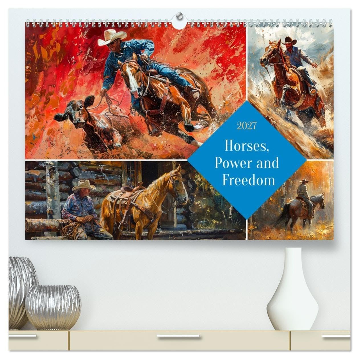 Horses, Power and Freedom (High Quality Premium Wall Calendar 2027 DIN A2 landscape),CALVENDO 12 Month Wall Calendar: Experience the rugged beauty and timeless spirit of the American West