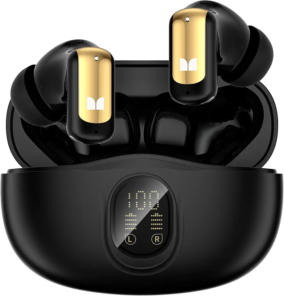 Monster N-Lite 217 Wireless Earbuds, Immersive Stereo Sound, Bluetooth 6.0 in-Ear Headphones, Built-in Smart Noise Cancelling Mic for Clear Calls, Comfortable Fit, 32H Playtime, IPX6 Waterproof, Black