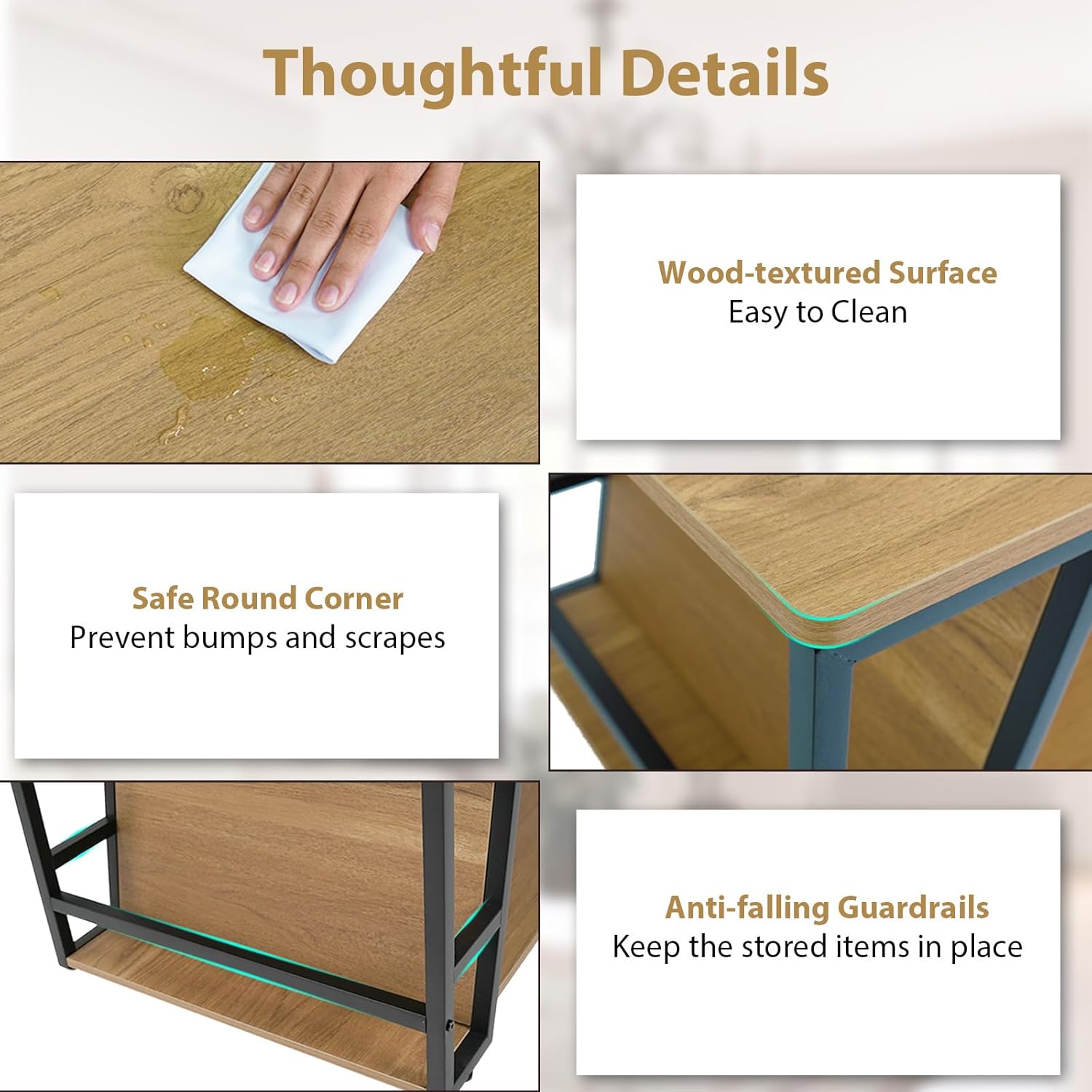 Giantex Modern Coffee Table with Storage, 2-Tier Rustic Wood Center Table with Shelf, Compartment, Metal Frame, Rectangular Geometric Living Room Table for Apartment (Oak)