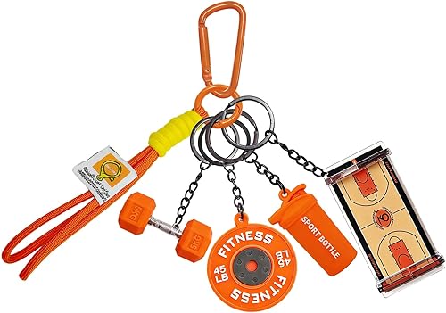 Miniatura 9 de Juego de llaveros de baloncesto, llaveros de fitness para cancha de baloncesto con dijes de mancuernas para botella de agua, regalos para parejas