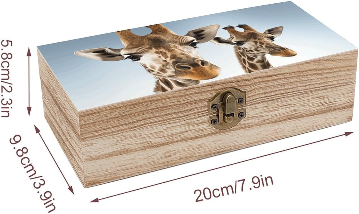 Necks of Giraffe Wooden Box with Hinged Lid, Large Photo Storage Box for Women Men, Keepsake Treasure Chest Boxes, Jewelry Organiser Case, Memory Case, 7.9'' X 3.9'' X2.3''
