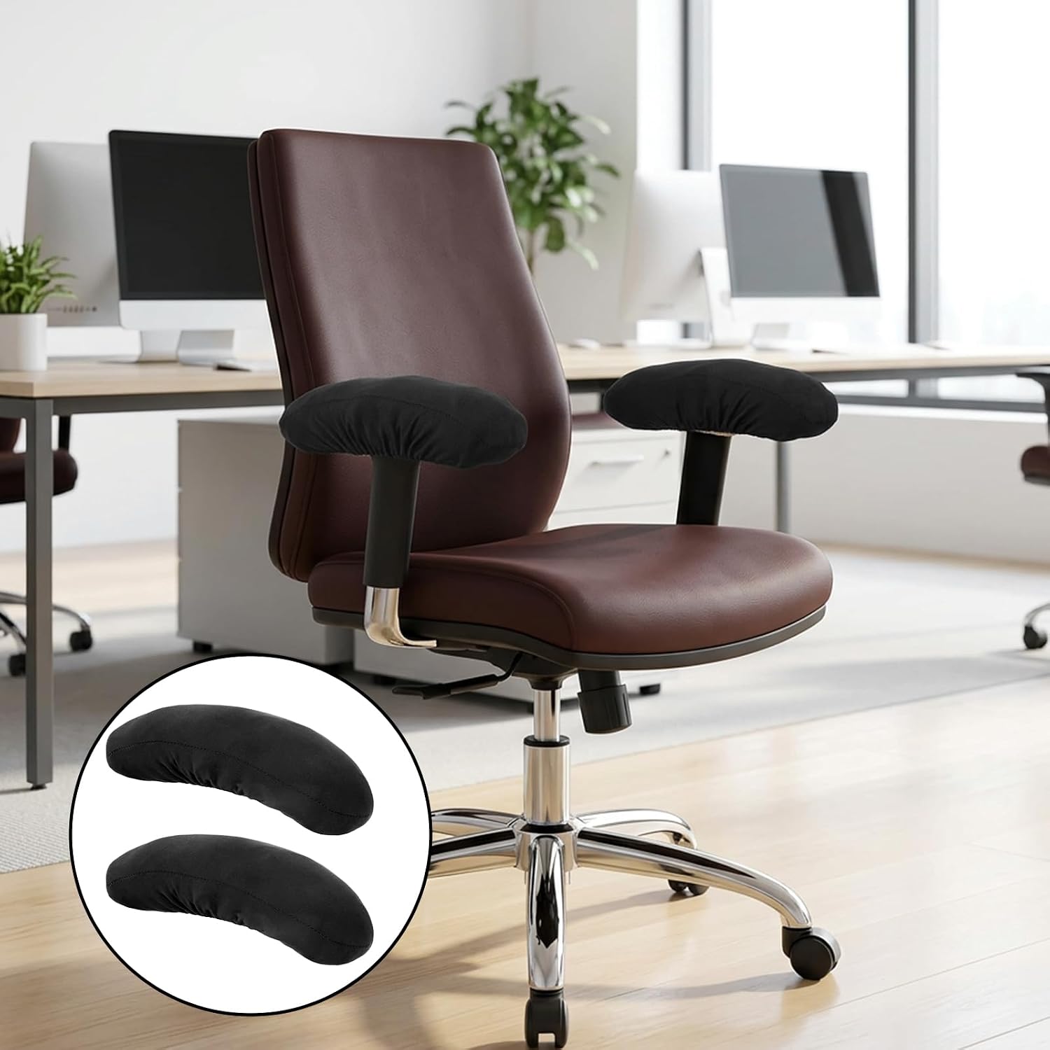 cobee 2 Pairs Armrest Chair Covers, Office Chair Armrest Covers Black Stretchable Desk Chairs Slipcovers Universal Arms Rest Cover for Gaming Home Office Chairs(Length-28cm)