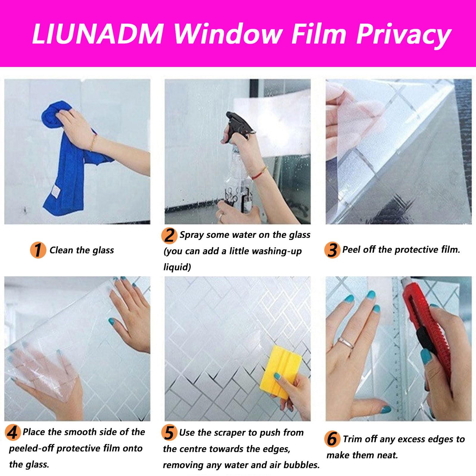Película de privacidad para ventana, 60 x 340 cm, no adhesiva, estática, esmerilada, pegatinas decorativas para el hogar y la oficina, filtro de luz solar, fácil de instalar, elegante solución de