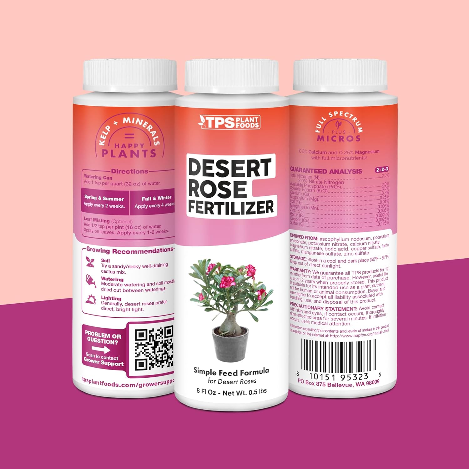 Desert Rose Fertilizer – Liquid Plant Food for More Blooms, Strong Caudex Growth & Healthy Root Development, 32 oz