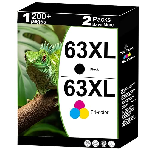 63XL Ink Cartridge Replacement for HP 63 XL Black Combo
