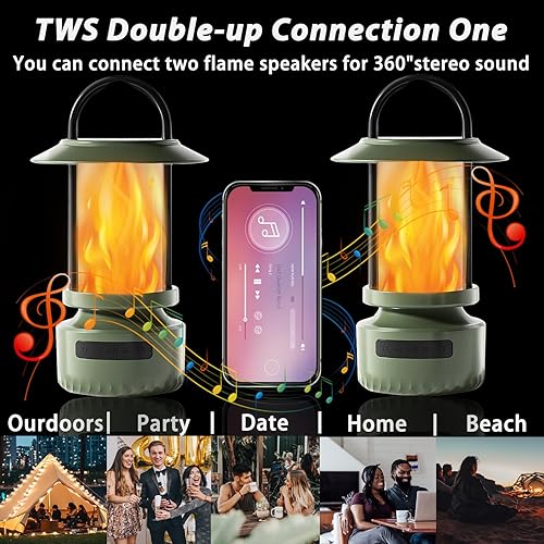 Miniatura 4 de Swingers Altavoces Bluetooth para exteriores con llama parpadeante, luces de altavoz Bluetooth portátiles impermeables, altavoz al aire libre para