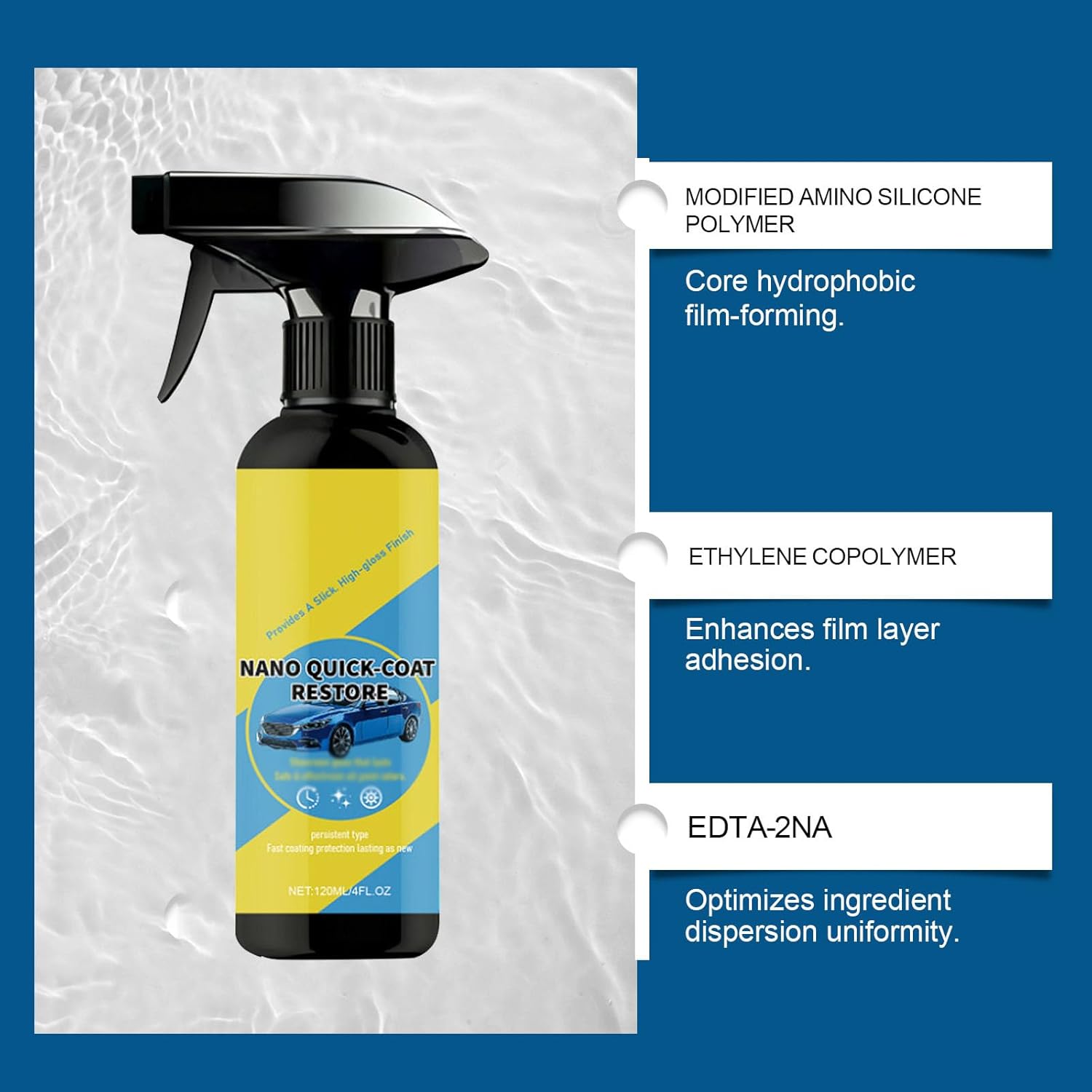 Nano Quick Coat Restore Coating Spray, 2026 Upgrade Automobile Quick-Acting Coating Agent For Car, Car Coating Spray For Shine & Protection (3PCS)