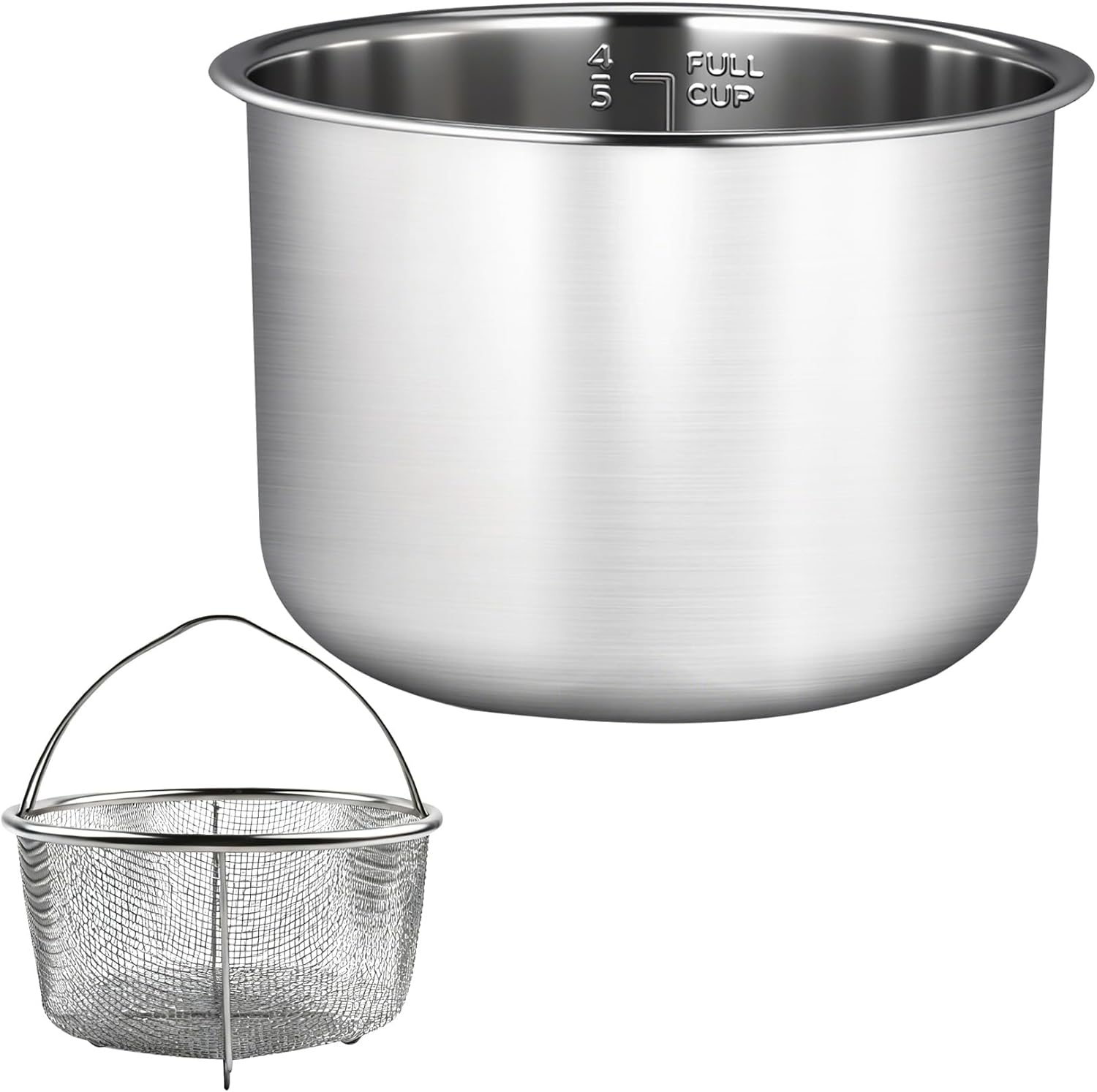 6 Quart Stainless Steel Inner Pot, Compatible with Instant Pot 6 Quart Certain Models, 0 coating, Includes 1 6 QT Inner Pot and 1 Steamer Basket.3 Year Warranty.Not Compatible With CrockPot.