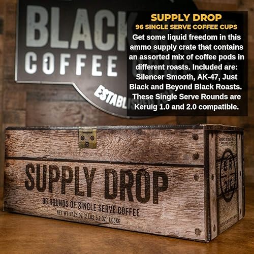 Miniatura 5 de Black Rifle - Paquete variado de café (96 porciones de tazas K) contiene una mezcla de Silencer Smooth (tostado ligero), AK-47 (tostado medio), Just