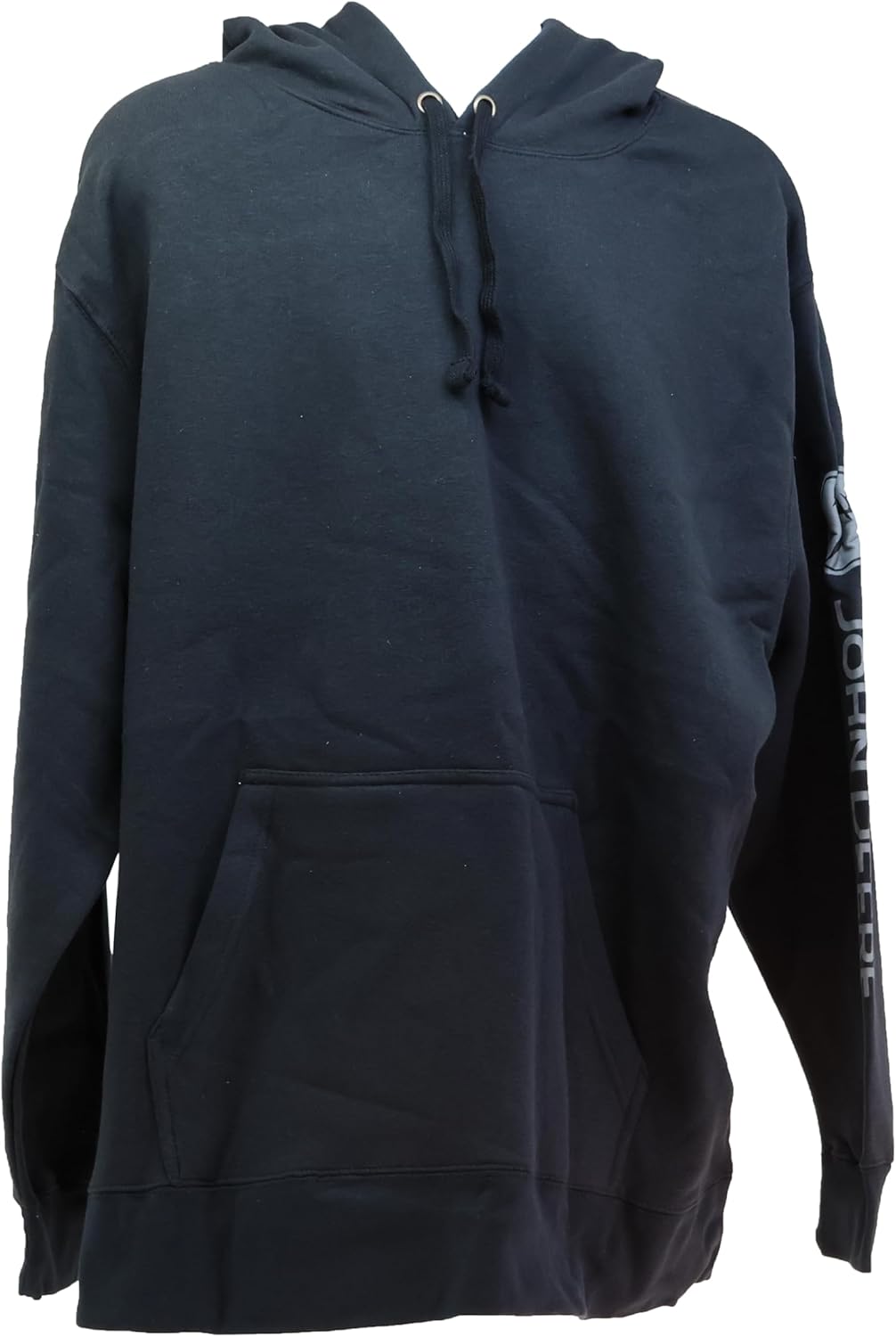 John Deere Solid Hoodie with Logo on Sleeve, Black- xxxl