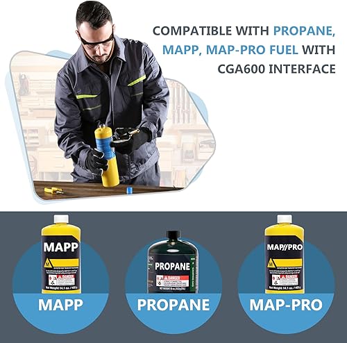 Miniatura 6 de Cabezal de soplete de propano con encendedor - Kit de soplete turbo para soldadura blanda, soldadura, soldadura fuerte, plomería, cuentas de vidrio