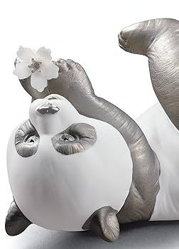 Amazon.co.jp: LLADRÓ うれしそうなパンダの置物 シルバー