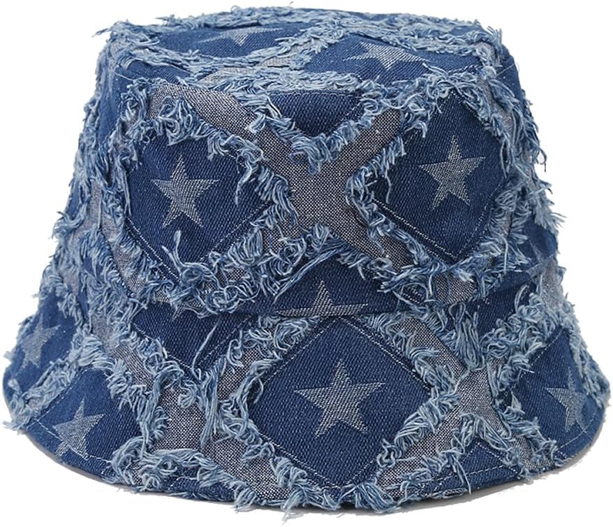 Quanhaigou Frayed Unisex Sun Hats, Fashion Beach Bucket Hat for Men Women,Summer Outdoor Boy's Girls Boonie Cap