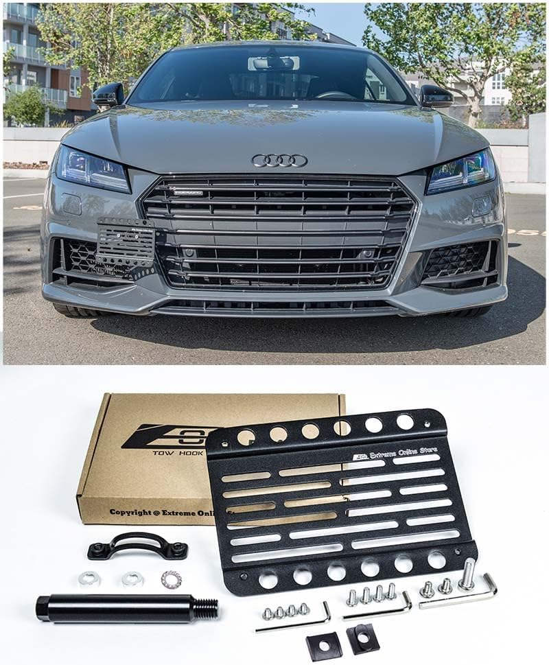 Replacement for 2016-Present Audi TT MK2 MK3 | EOS Version 1 Front Bumper Tow Hook License Plate Relocator Mount Bracket Tow-419 (Mid Size)