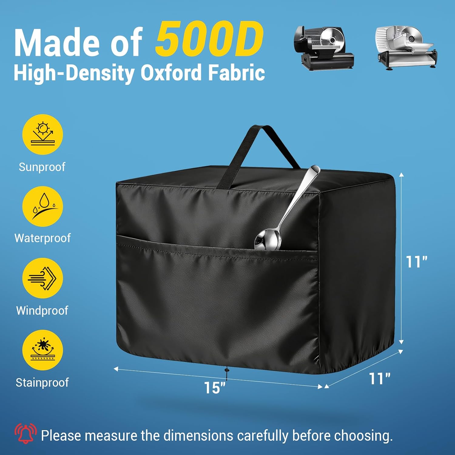 500D Dustproof Meat Slicer Cover 15"L x 11"W x 11"H fit for OSTBA image 2