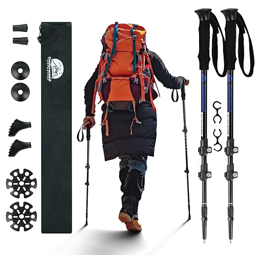 Collapsible Trekking Poles for Hiking 2 Pack - Adjustable Aluminum Hiking Poles, Lightweight Nordic Walking Sticks for Women, Men, Seniors, Kids, Hiking Sticks for Backpacking by Underwood Aggregator