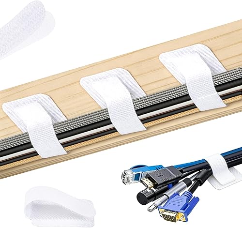 Miniatura 7 de 100 bridas para cables de gancho y bucle, correas autoadhesivas para organizar cables de escritorio, organizador de cables ajustable para Negro