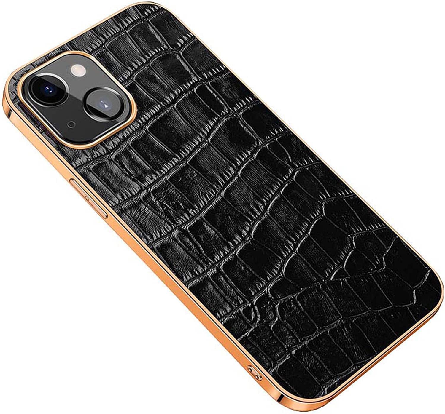 Coque iPhone 14 anti rayure étui cuir cadre doré robuste - 7
