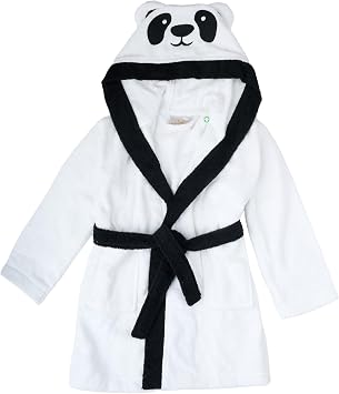 BAGNO MILANO Kids Organic Turkish Cotton Hooded Beach Cover-Up Towel, GOTS Certified, for Boys and Girls Panda White, 3-4 Years