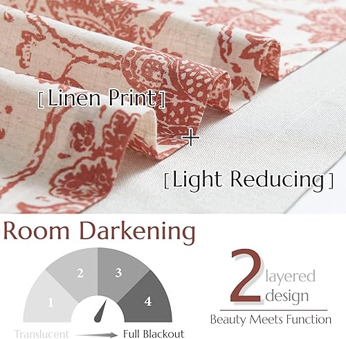 Miniatura 5 de jinchan Cortinas opacas de lino de doble capa, cenefa de cocina para ventanas, diseño de cachemira, decoración navideña para sala de estar, 18