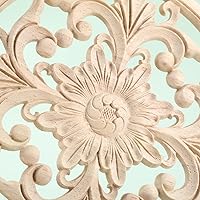 Vista 8 de MUXSAM Apliques decorativos de madera, 2 piezas redondas de madera, calcomanías talladas sin pintar, decoración central para el hogar, armario