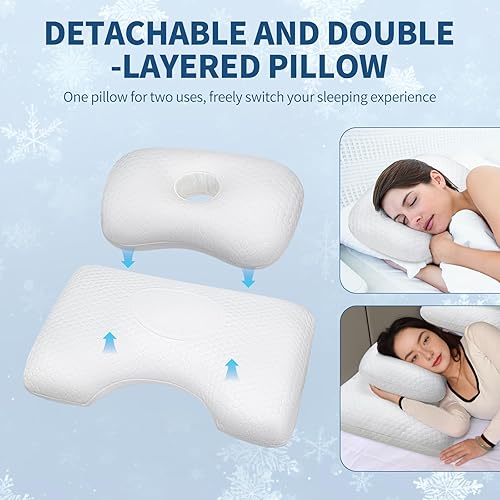 Miniatura 3 de Almohada cervical ergonómica para aliviar el dolor de cuello, almohada de contorno para personas que duermen de lado, espalda y estómago con
