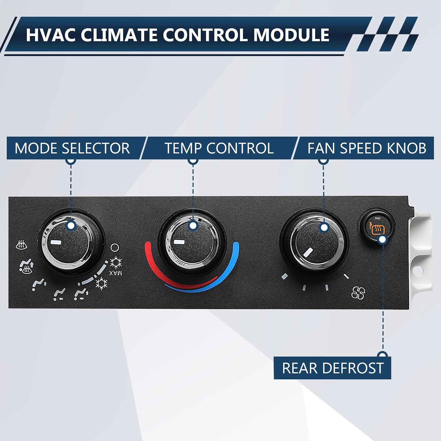 HVAC Climate Control Module A/C Heater Control Panel - Fits 2001-2021 Chevy Express 1500 2500 3500, GMC Savana 1500 2500 3500 Van - Replaces 84793088 599-294 15773679 22738890 - 17 Pins