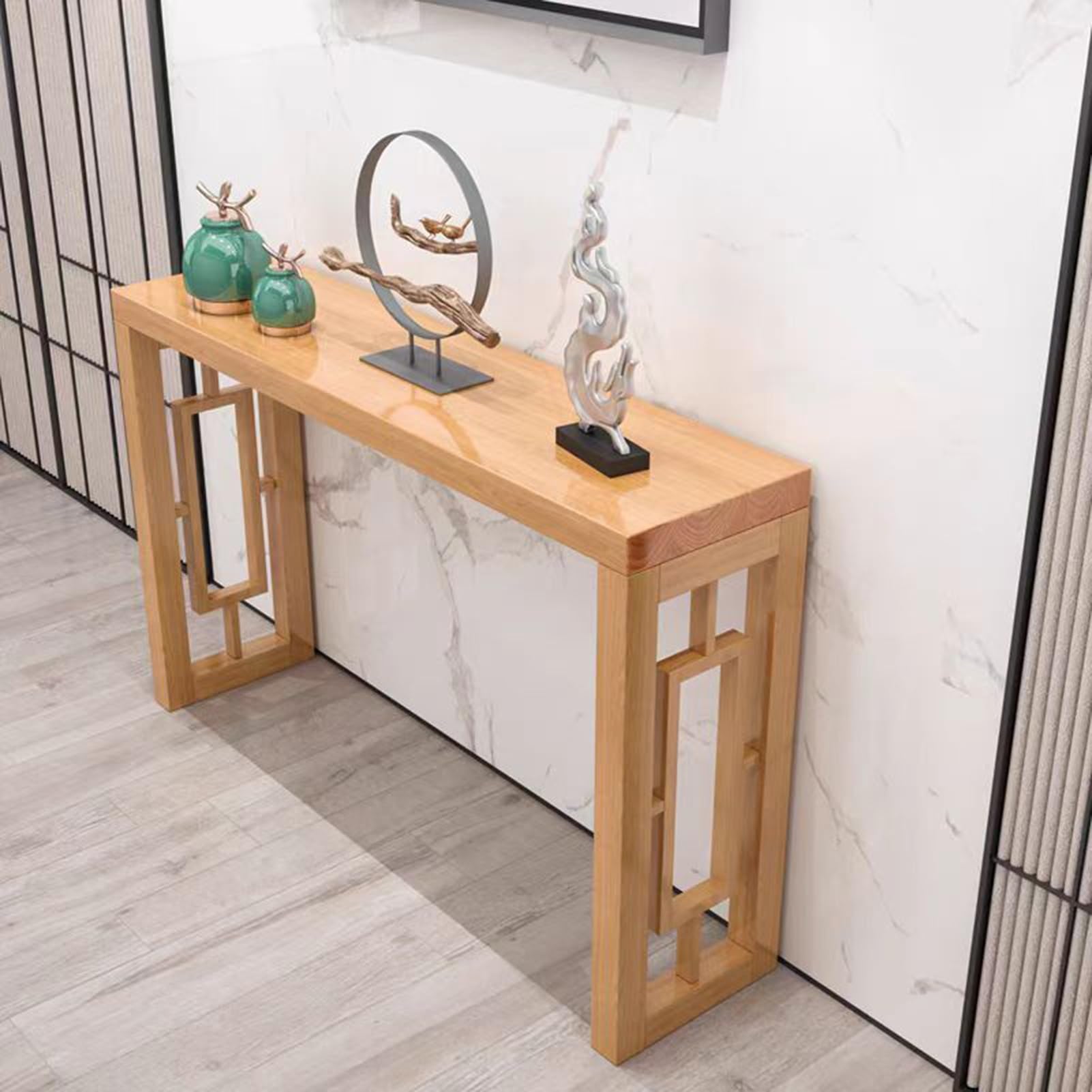 Consolle da ingresso, Tavolini d'appoggio, Tavolino rettangolare in legno da posizionare dietro il divano, Tavolino rustico per ingresso, soggiorno, Facile da montare (Legno, 120 cm/47,2 pollici)