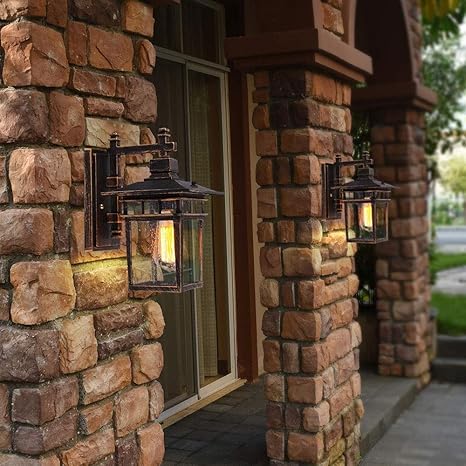 TWTCC TWTCC Wandmontage licht Klassieke Vintage Waterdichte Outdoor Wall Lamp Lantaarn Retro Buiten Tuin Patio Porch Schandel Die-Gegoten Aluminium Metalen Muur Verlichting Vierkant Glas Wandlamp for Corrid photo 2