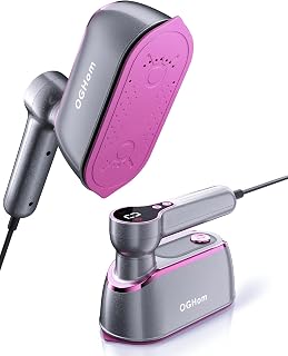 OGHom Travel Steamer for Clothes, 1200W Portable Handheld Garment Steamer with LCD Display, 4 Steam Levels & Dry Iron Mode, 20s Fast Heat-Up, 150ml Water Tank, Large Ceramic Heat Panel, Only for 120V