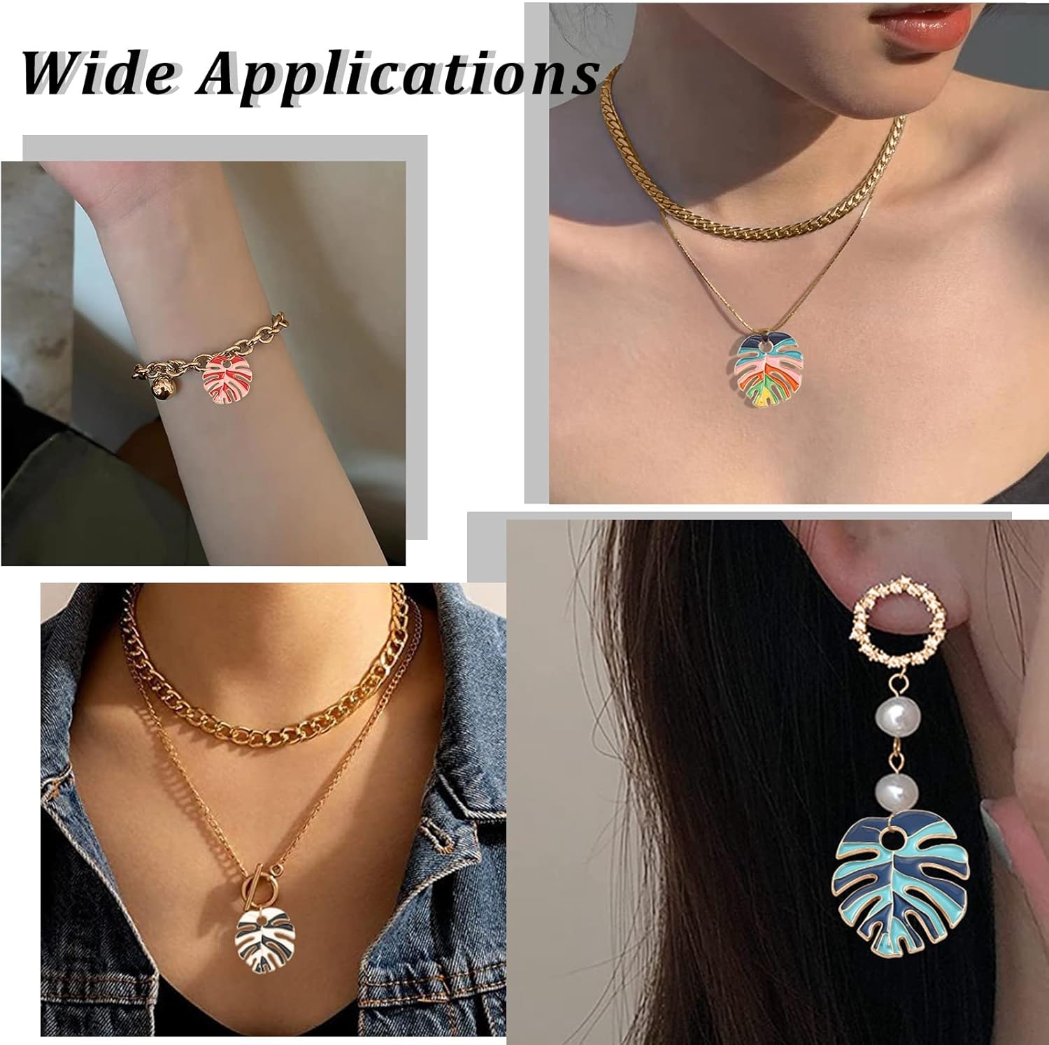 KitBeads 20pcs Random Enamel Tropical Leaf Charms - Summer Style Plant Colorful Monstera Leaf for Jewelry Making Bulk - Image 6
