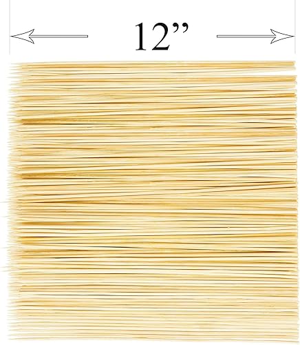 Miniatura 6 de DecorRack Pinchos de bambú natural de 12 pulgadas, 100 pinchos de madera para asar a la parrilla, barbacoa, aperitivos, frutas, smores, cóctel,