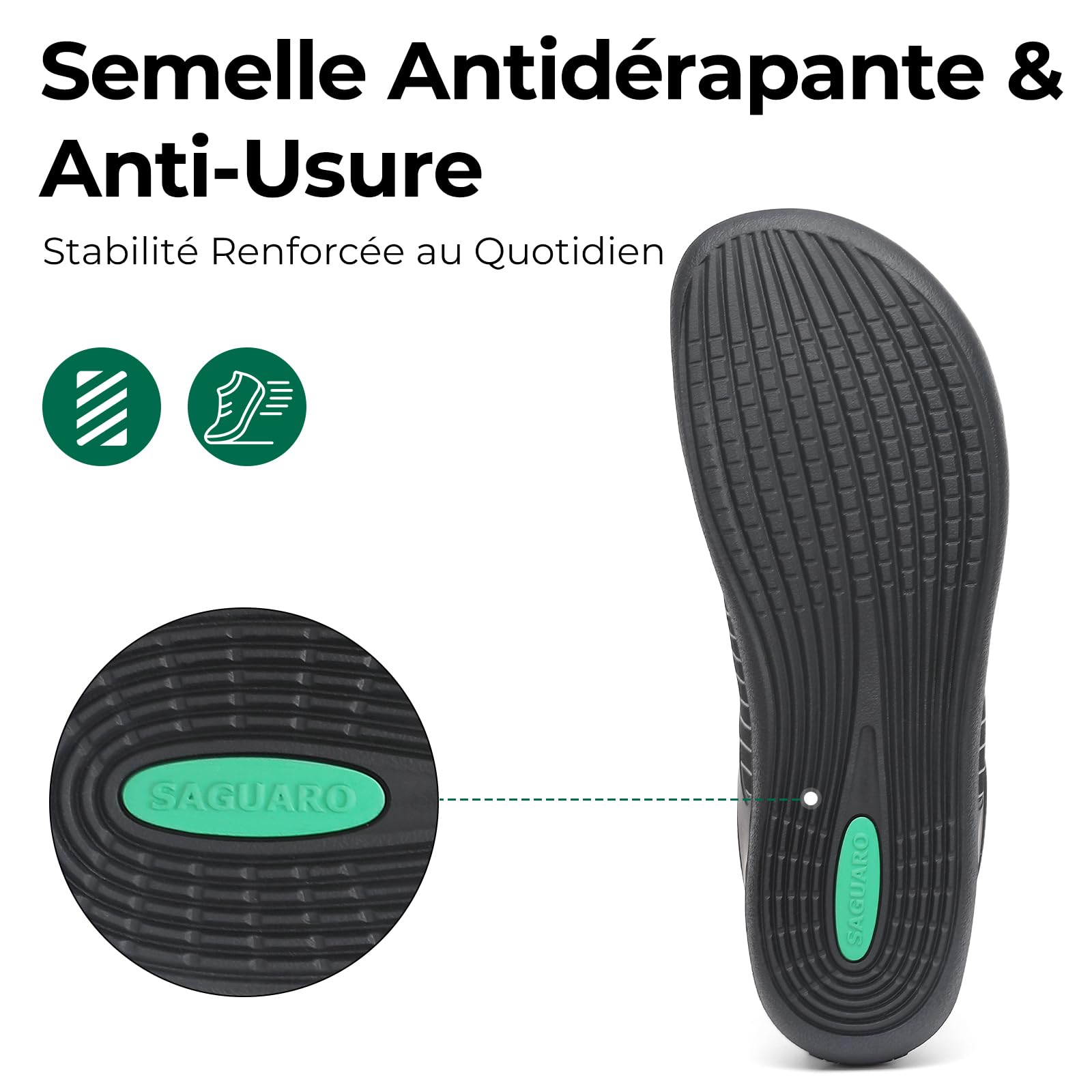 SAGUARO Homme Chaussures Barefoot Casual, Avant-Pied Large pour Usage Quotidien en Ville, École et Voyage, Tailles 36–48