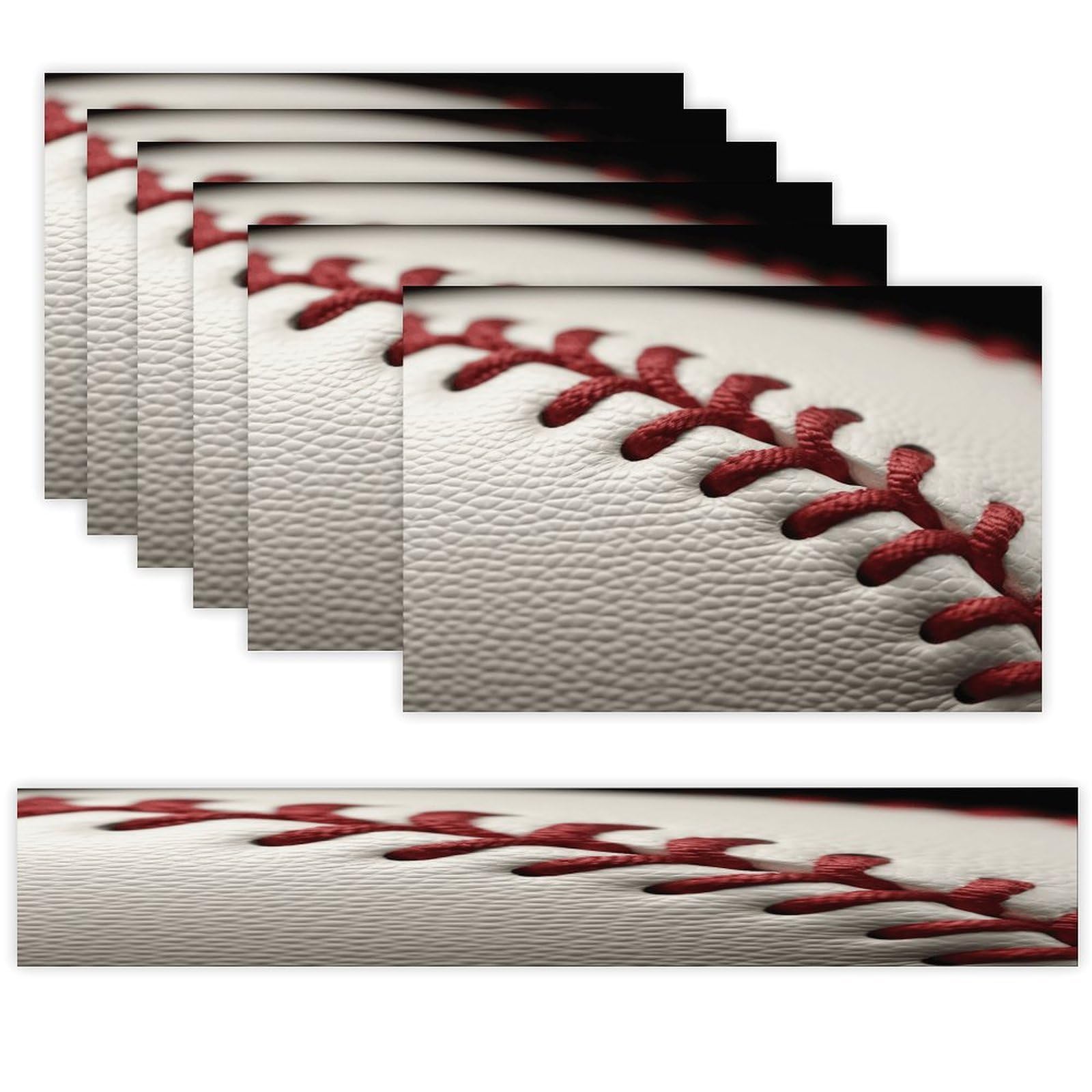 Baseball Lace Close Up Table Runner and Placemats of 6 Washable Heat Resistant Place Mats with Table Runner Vintage Holiday Table Mat Set for Holiday Party Kitchen Dining Deco