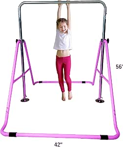 Kids Jungle Gymnastics Expandable Junior Training Monkey Bars Climbing Tower Child Play Training Gym Pink