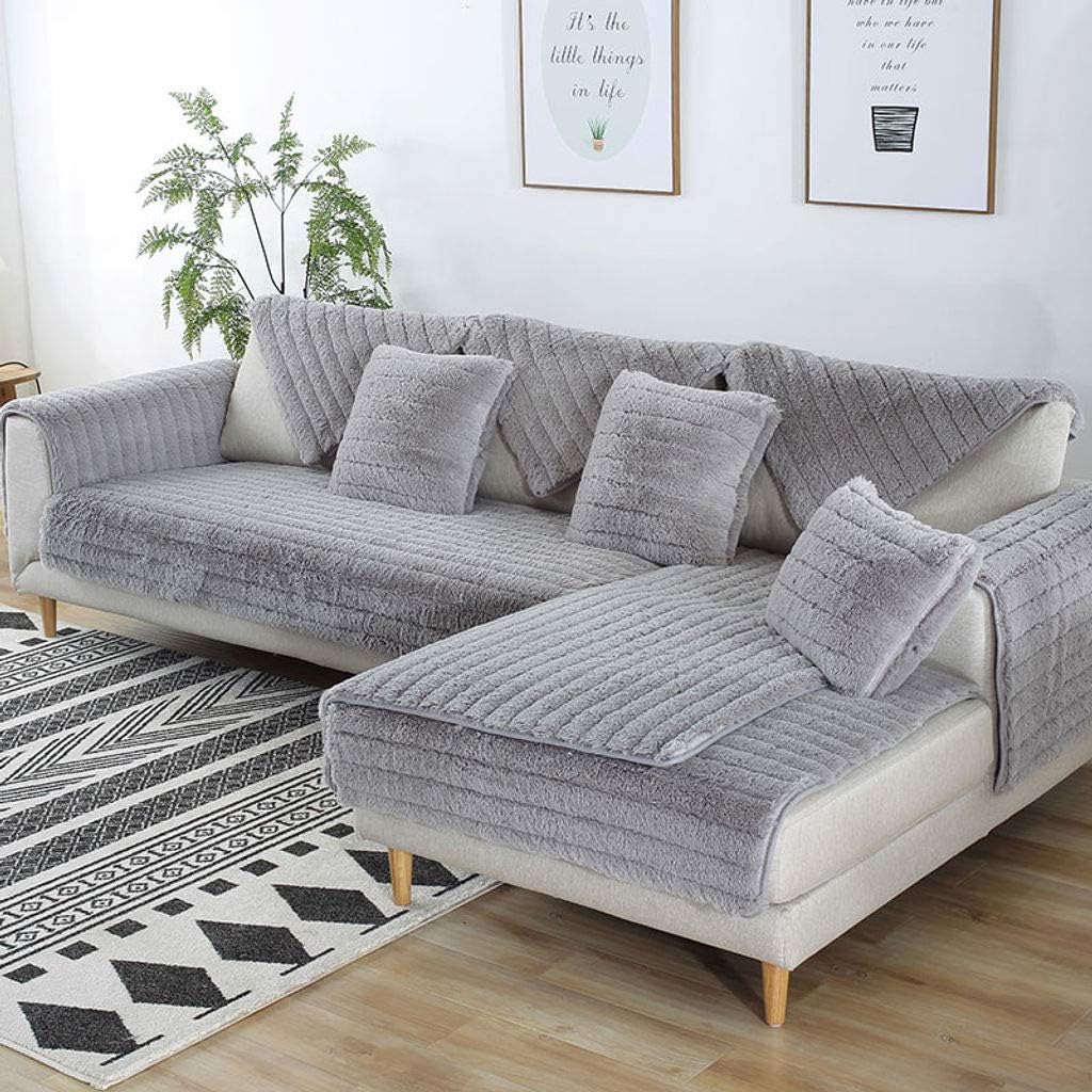 BEIGOO Sofa Cover,Anti-Slip Couch Cover L-Shaped Sectional Slipcover Chaise Lounge Furniture Protector Sofa Protector Soft Plush Machine Washable Sofa Slipcover 1 item-C-90x240cm(35x94inch)