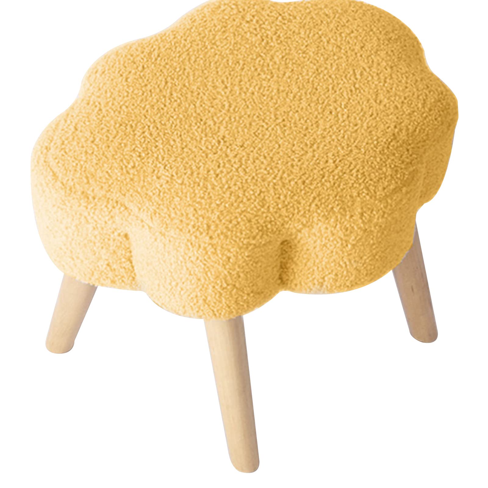 Tabouret ottoman velours jaune repose-pieds salon et chambre 42 cm