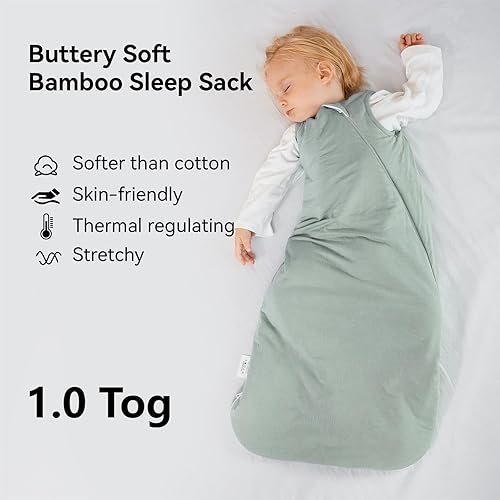Miniatura 2 de Saco de dormir de rayón hecho de bambú de 24 a 36 meses, 1.0 tog ultra suave, saco de dormir para bebés de 2t-3t para bebés, unisex, cremallera de 2