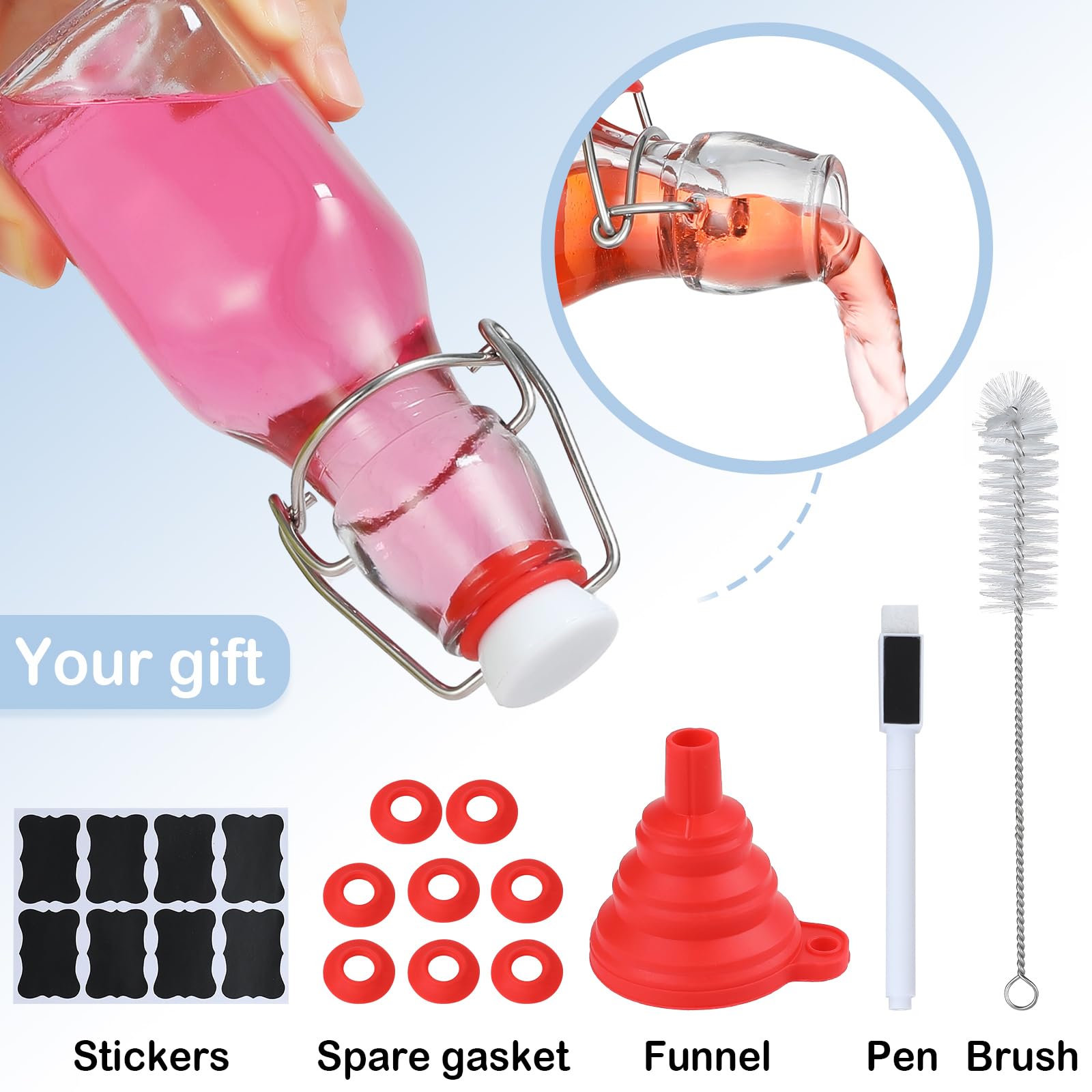 DETO×4bottles Alotpower Swing Top Glass Bottles 4 oz 12Pack, Flip Top Glass