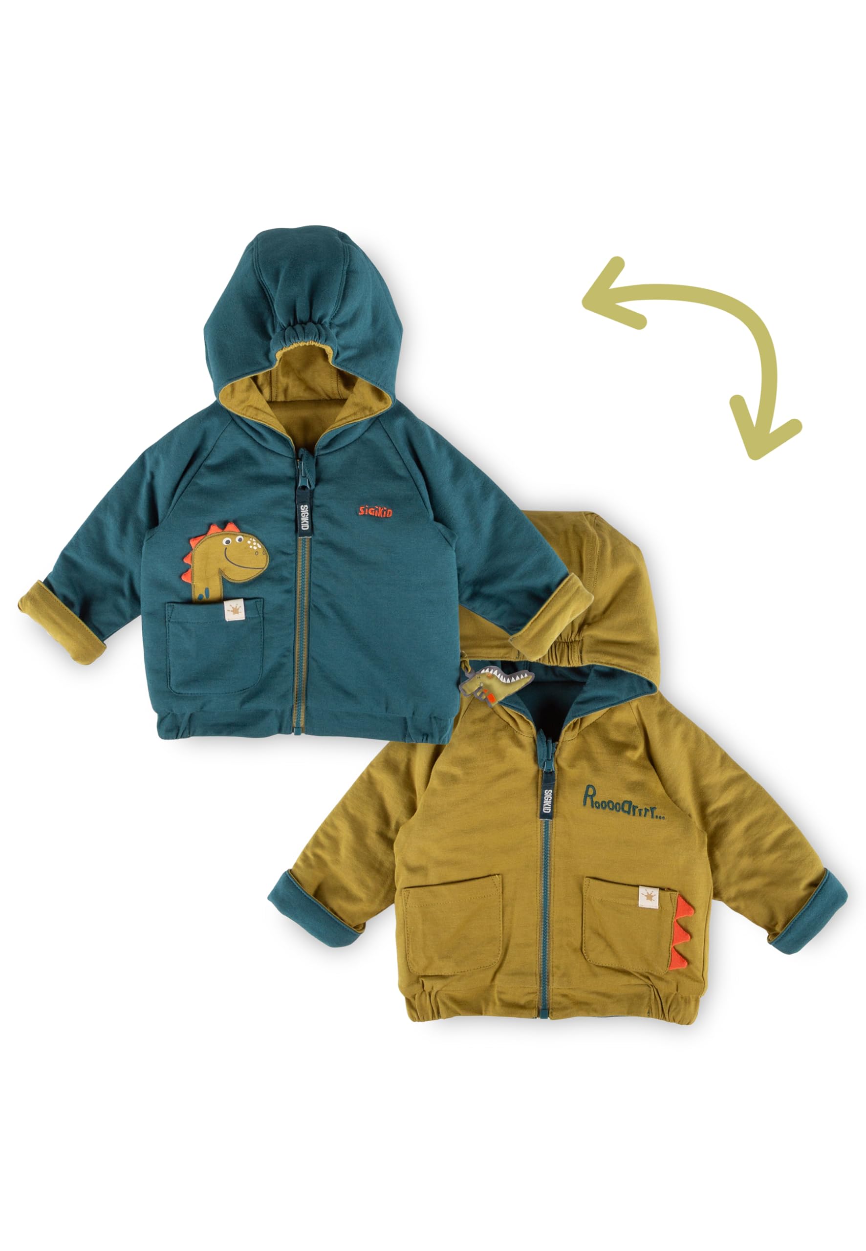Sigikid Wendejacke wattiert Dino Fun aus Bio-Baumwolle für Baby Jungen