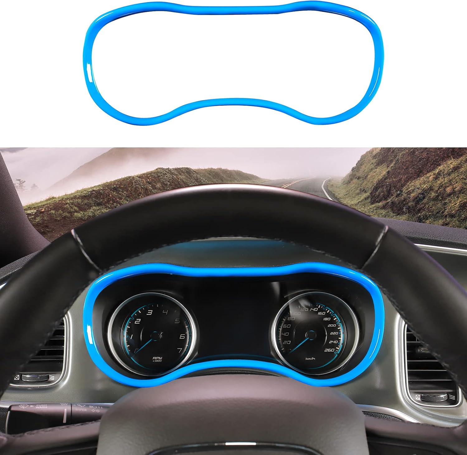Voodonala for Charger Center Consoles Dash Board Trim for 2015-2019 Dodge Charger, ABS Bright Blue 1pc