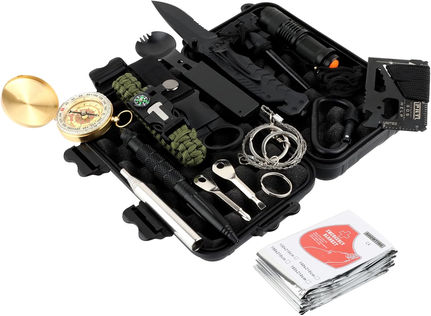 Gifts for Men Teenagers Dad Husband, 17 in 1 Survival Kit Emergency Kit, Survival Gear with Survival Bracelet, Water Bottle Clip Equipment Tactical Gear Camping Accessories for Outdoor Camping Hiking