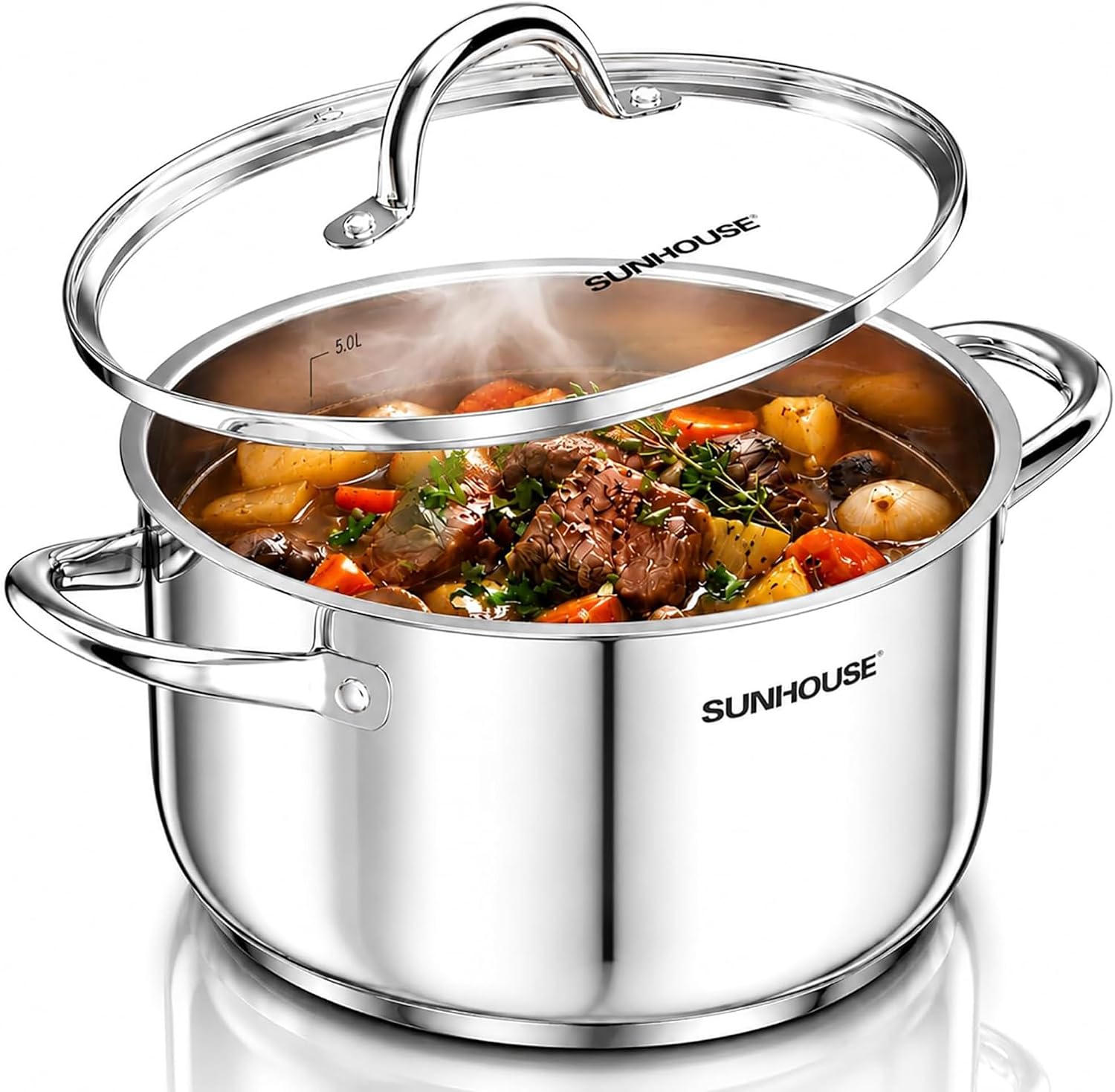 Sunhouse Stock Pot with Lid - 7 QT Large Pot for Cooking Pasta, Soup, Ollas image 3