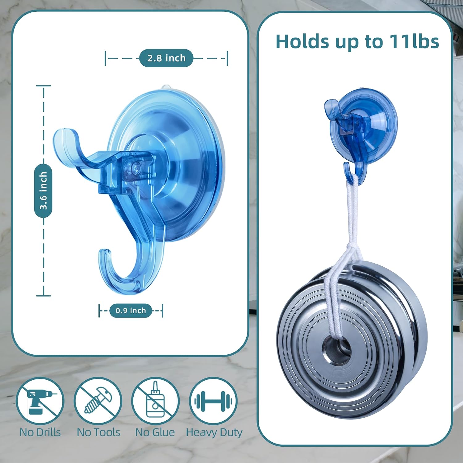 Antimbee Suction Hooks, 10 Pack Reusable Hangers, Removable Wreath Holder image 3