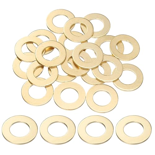 uxcell 20 arandelas planas de latón M16, 1.181 in de diámetro interior x 0.630 in de diámetro exterior x 0.079 in de grosor, junta de anillo de