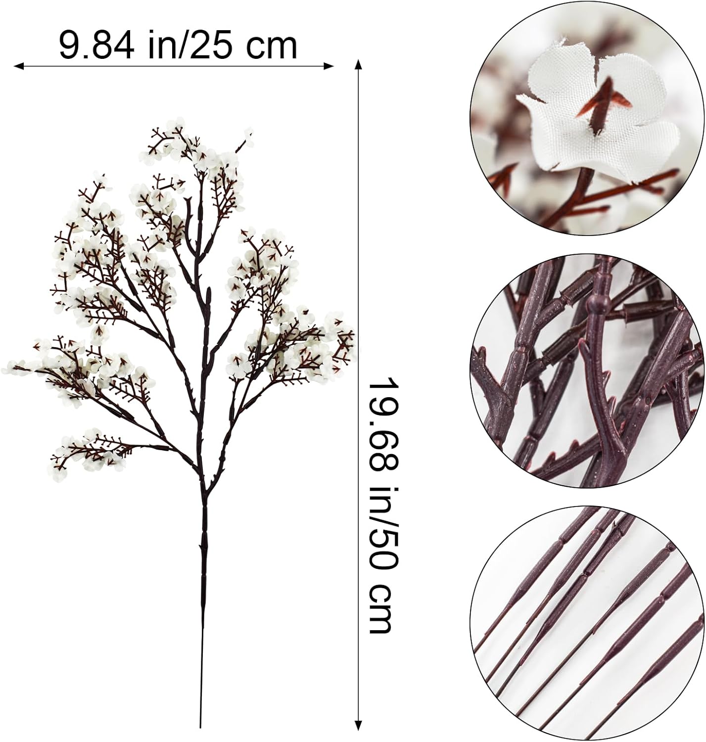 Babys Breath Artificial Flowers 6Pcs Fake Flowers Real Touch Faux Gypsophila Bouquet for Home Wedding Party Table Decor (White) - Image 2